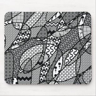 Schwarzweiß-Patchworkmuster 05 Mousepad
