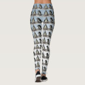 Schwarzweiss-Penguin-Vögel auf blauen Leggings (Rückseite)