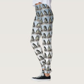 Schwarzweiss-Penguin-Vögel auf blauen Leggings (Links)