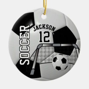 ⚽ Schwarzweiß personalisieren Fußballball Keramikornament