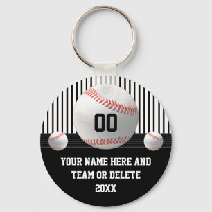 Schwarzweiß, Personalisiert, Baseball-Teamgeschenk Schlüsselanhänger