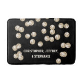 Schwarzweiß-Personalisierte Baseball-Bezeichnung P Badematte (Vorderseite)