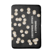 Schwarzweiß-Personalisierte Baseball-Bezeichnung P Badematte (Vorderseite Vertikal)