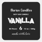 Schwarzweiß-Personalisierte Kerze Quadratischer Aufkleber (Vorderseite)