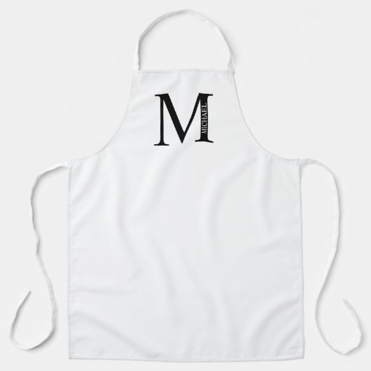 Schwarzweiß-Personalisierte Monogramm und Name Apr Schürze (Vorderseite)