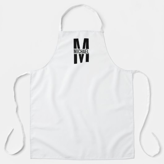 Schwarzweiß-Personalisierte Monogramm und Name Apr Schürze (Vorderseite)