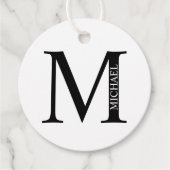 Schwarzweiß-Personalisierte Monogramm und Name FV Geschenkanhänger (Vorderseite)