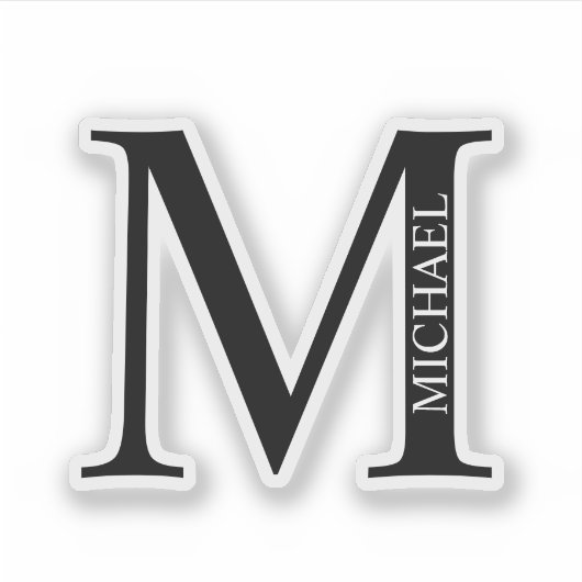 Schwarzweiß-Personalisierte Monogramm und Name Sti Aufkleber (Vorderseite)