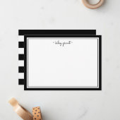 Schwarzweiß-Personalisierte Stationery-Flachkarte Mitteilungskarte (Vorderseite/Rückseite Beispiel)