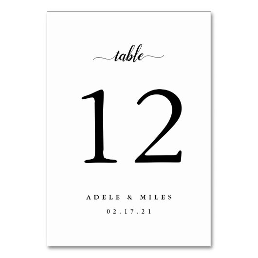 Schwarzweiß-Personalisierte Tischnummer (Rückseite)
