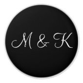 Schwarzweiss-personalisiertes Keramikknauf (Vorderseite)