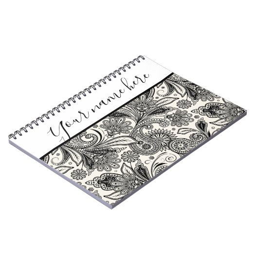 Schwarzweiß-personalisiertes Notebook Notizblock (Linke Seite)