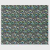 Schwarzweiss-Pfau-Feder Geschenkpapier (Flach)