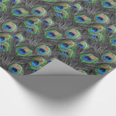 Schwarzweiss-Pfau-Feder Geschenkpapier (Ecke)
