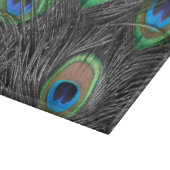 Schwarzweiss-Pfau-Feder Schneidebrett (Ecke)