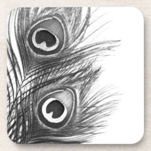 Schwarzweiss-Pfau-Feder-Untersetzer Untersetzer