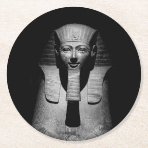 Schwarzweiß-Pharao-König Runder Pappuntersetzer