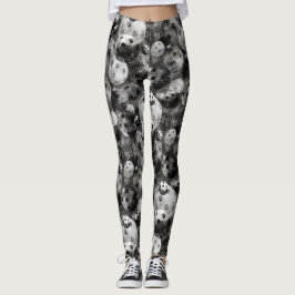 Schwarzweiss-Pickleball Muster Leggings