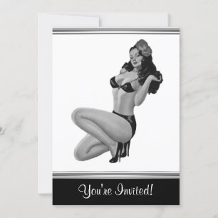 Schwarzweiß-Pin-Up-Girl 20 Einladung