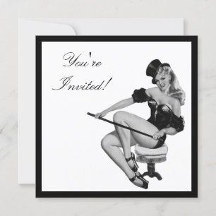 Schwarzweiß-Pin-Up-Girl 5 Einladung