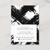 Schwarzweiß-Pinselstriche Ohrkarte Visitenkarte (Rückseite)