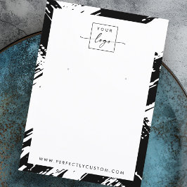 Schwarzweiß-Pinselstriche Ohrkarte Visitenkarte