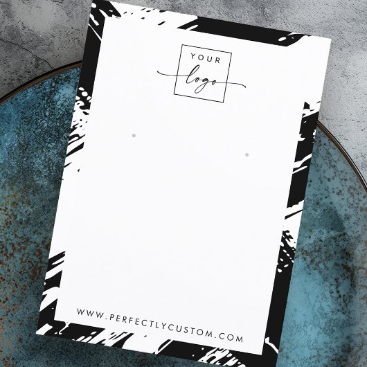 Schwarzweiß-Pinselstriche Ohrkarte Visitenkarte