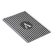 Schwarzweiss-Pinstripes-personalisiertes Monogramm Notizblock (Rechte Seite)