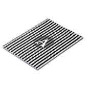 Schwarzweiss-Pinstripes-personalisiertes Monogramm Notizblock (Linke Seite)