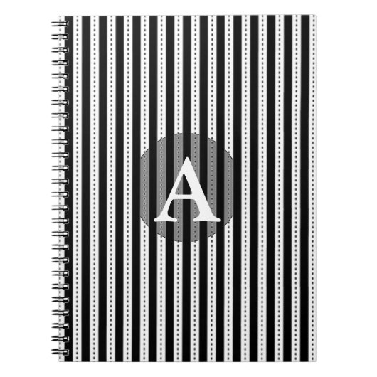Schwarzweiss-Pinstripes-personalisiertes Monogramm Notizblock (Vorderseite)