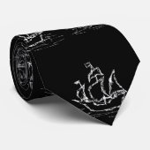 Schwarzweiss-Piraten-Schiffs-Muster Krawatte (Gerollt)