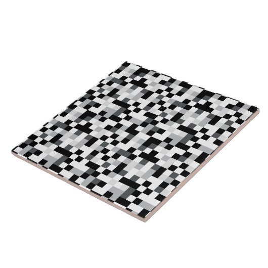 Schwarzweiss-Pixel-Entwurf Fliese (Seite)