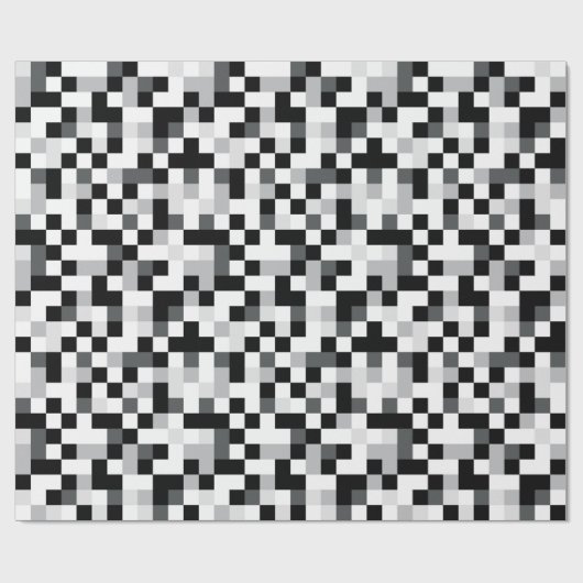 Schwarzweiss-Pixel-Entwurf Geschenkpapier (Flach)
