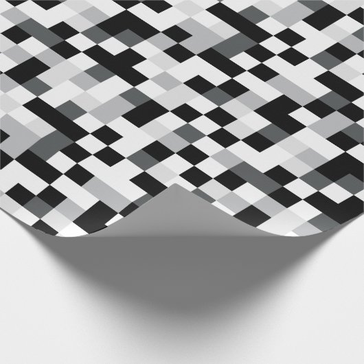 Schwarzweiss-Pixel-Entwurf Geschenkpapier (Ecke)