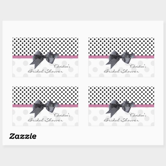 Schwarzweiß-Polka-Dot-Brautparty Rechteckiger Aufkleber (Blatt)