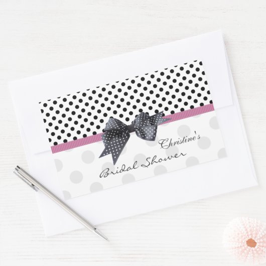 Schwarzweiß-Polka-Dot-Brautparty Rechteckiger Aufkleber (Umschlag)