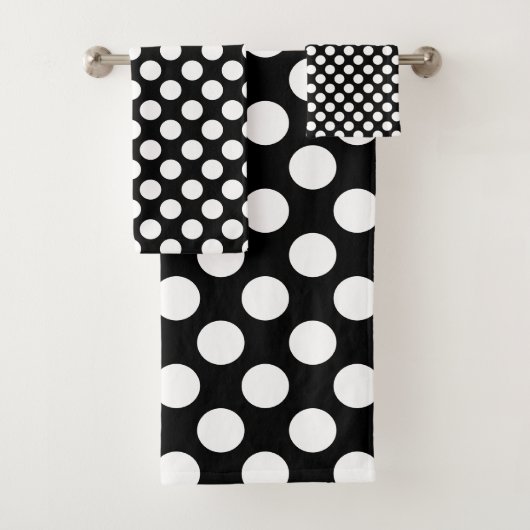 Schwarzweiß-Polka-Dot-Muster Badhandtuch Set (Insitu)