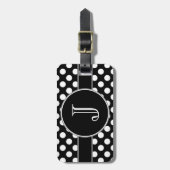 Schwarzweiss-Polka-Punkt mit Monogramm Gepäckanhänger (Vorderseite vertikal)