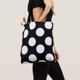 Schwarzweiss-Polka-Punkt-Tasche Tasche