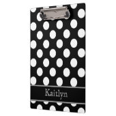 Schwarzweiss-Polka-Punkte personalisiert Klemmbrett (Links)
