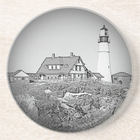 Schwarzweiss-Portlandhauptleuchtturm Getränkeuntersetzer (Vorne)