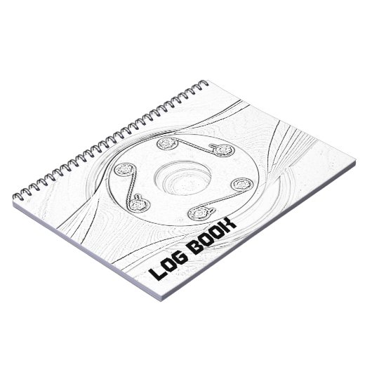 Schwarzweiß-Propeller-Flugbuch Notizblock (Linke Seite)