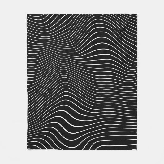 Schwarzweiß Psychedelic Linear Wavy Hintergrund Fleecedecke (Vorderseite)