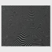 Schwarzweiß Psychedelic Linear Wavy Hintergrund Geschenkpapier (Flach)