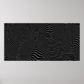 Schwarzweiß Psychedelic Linear Wavy Hintergrund Poster (Vorne)