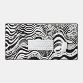 Schwarzweiß-Psychedelic-Muster Schreibtischunterlage (Tastatur & Maus)