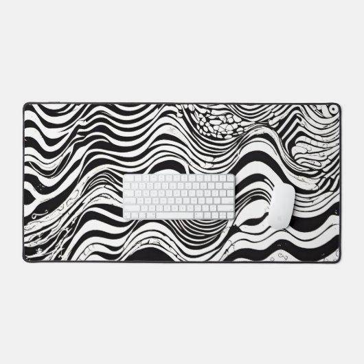 Schwarzweiß-Psychedelic-Muster Schreibtischunterlage (Tastatur & Maus)