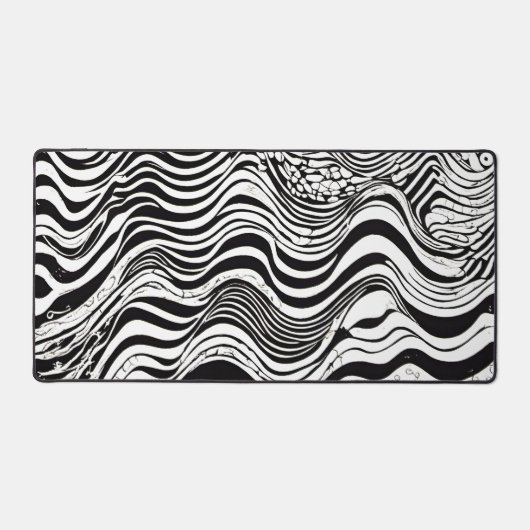 Schwarzweiß-Psychedelic-Muster Schreibtischunterlage (Vorderseite)