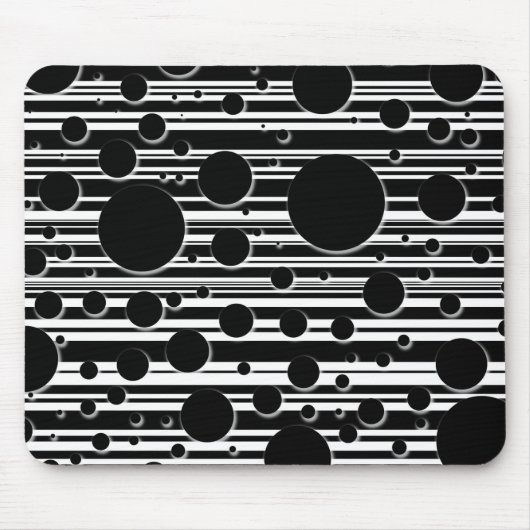 Schwarzweiss-Punkte und Streifen Mousepad (Vorne)