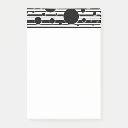Schwarzweiss-Punkte und Streifen Post-it Klebezettel (Vorderseite)